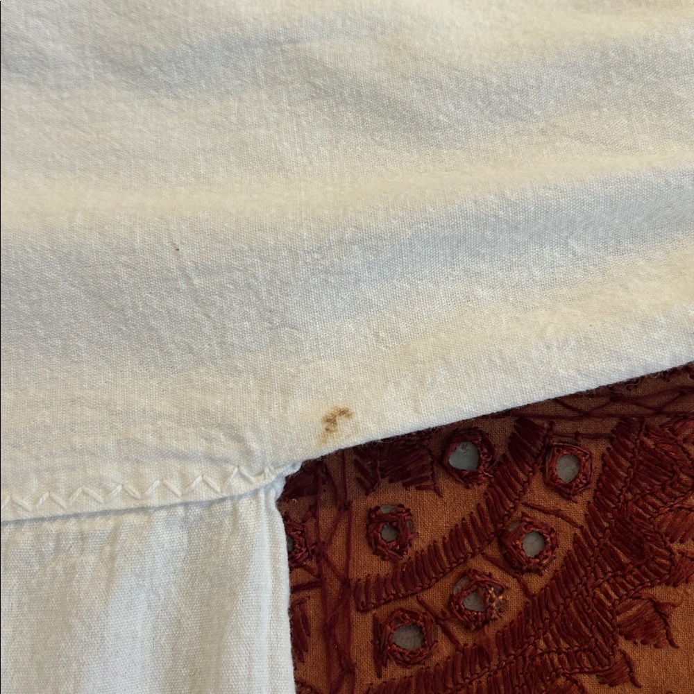 Women's White Embroidered Oaxacan  V-Neck Blouse - Picture 6 of 6